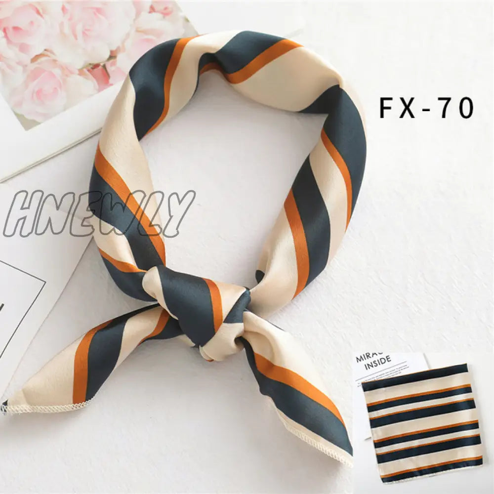 Hnewly New Women Silk Scarf Square Headband Foulard Lady Shawls Wraps Print Office Small Neck