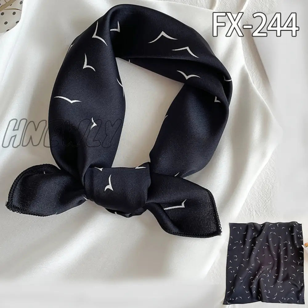 Hnewly New Women Silk Scarf Square Headband Foulard Lady Shawls Wraps Print Office Small Neck