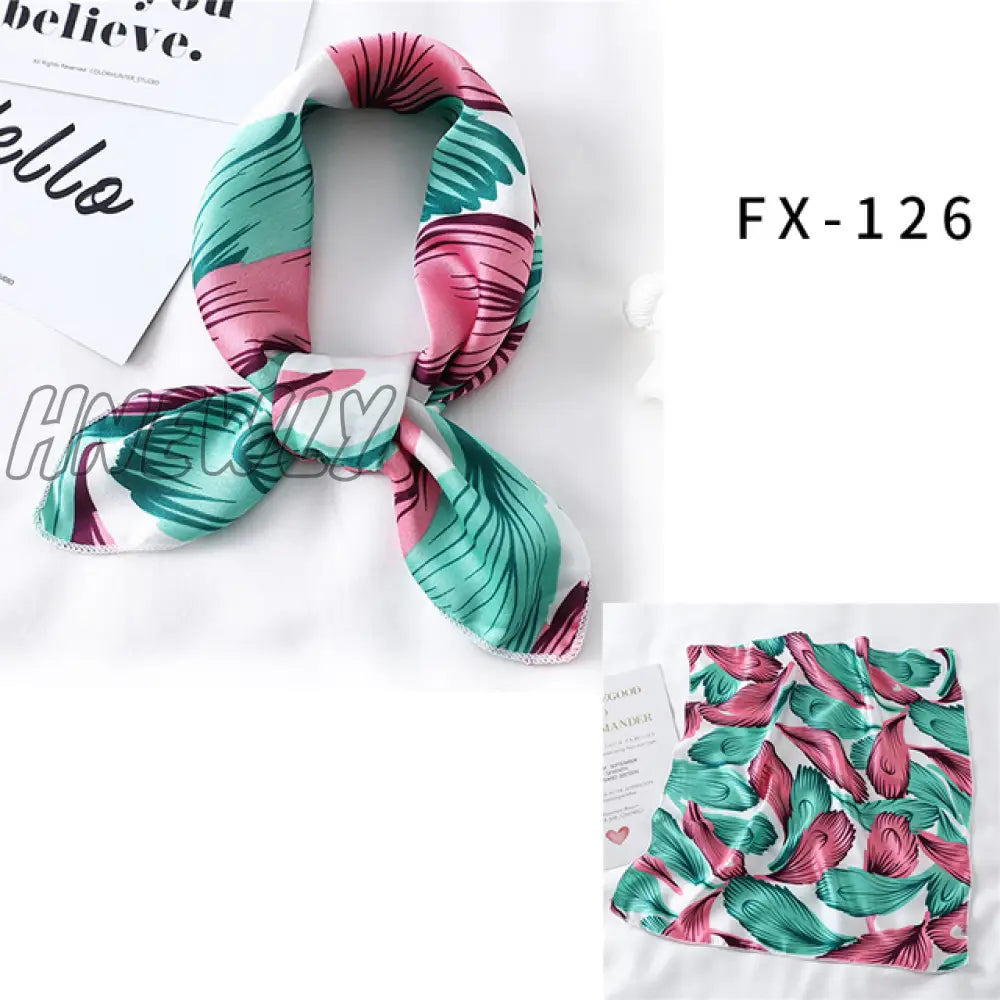 Hnewly New Women Silk Scarf Square Headband Foulard Lady Shawls Wraps Print Office Small Neck
