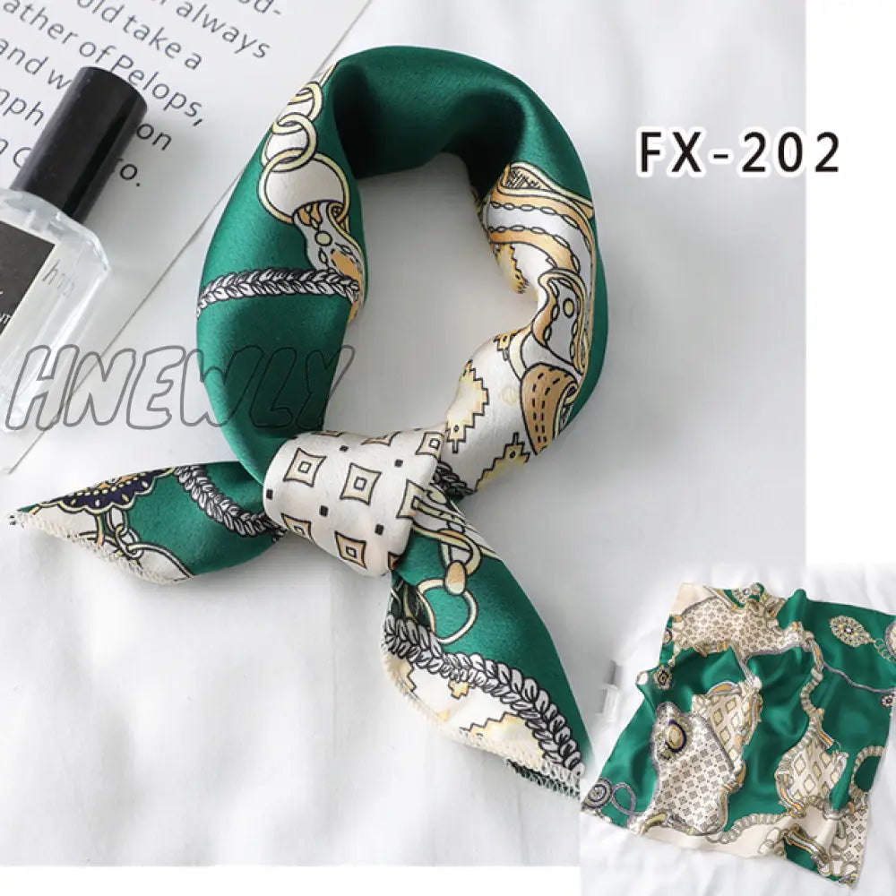 Hnewly New Women Silk Scarf Square Headband Foulard Lady Shawls Wraps Print Office Small Neck