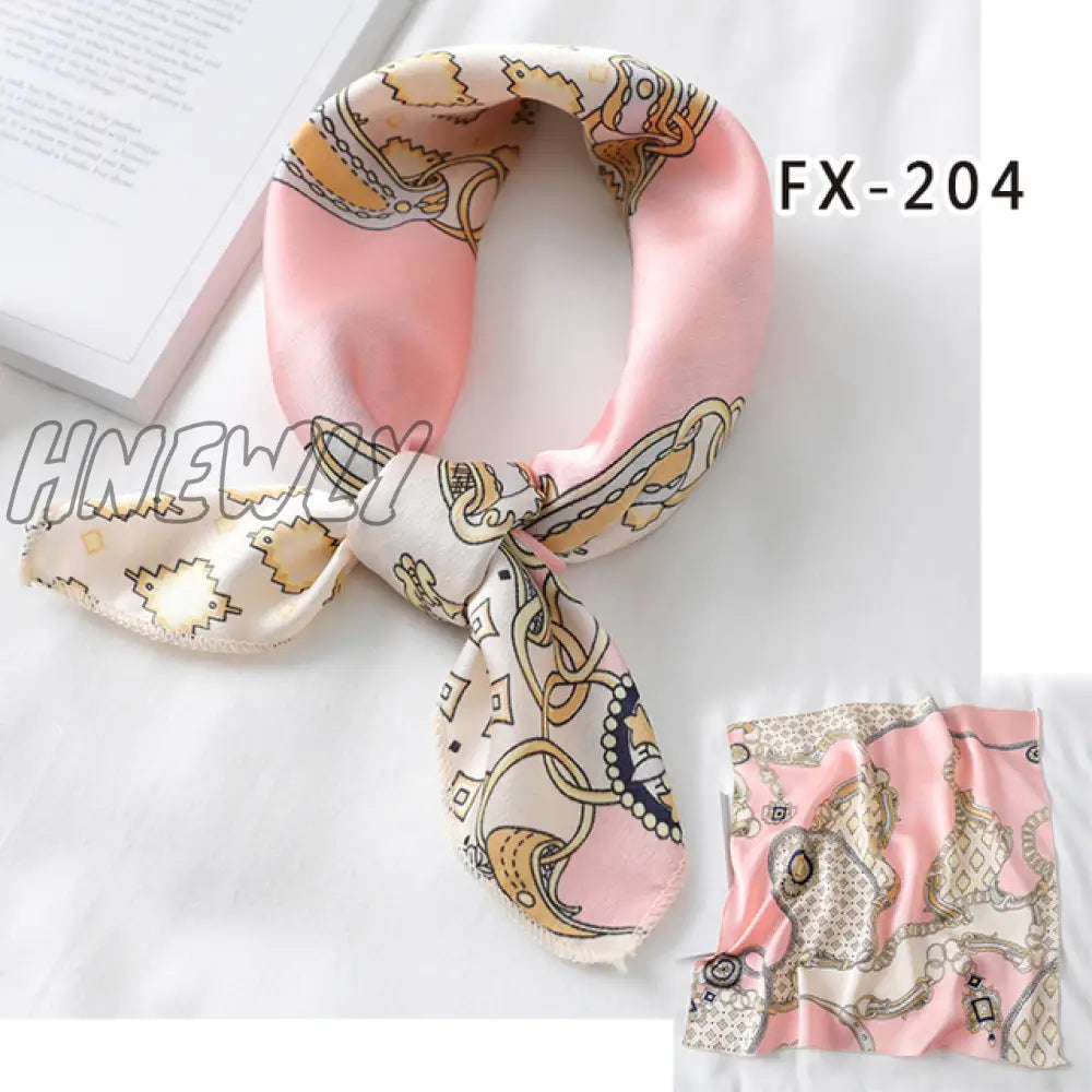 Hnewly New Women Silk Scarf Square Headband Foulard Lady Shawls Wraps Print Office Small Neck
