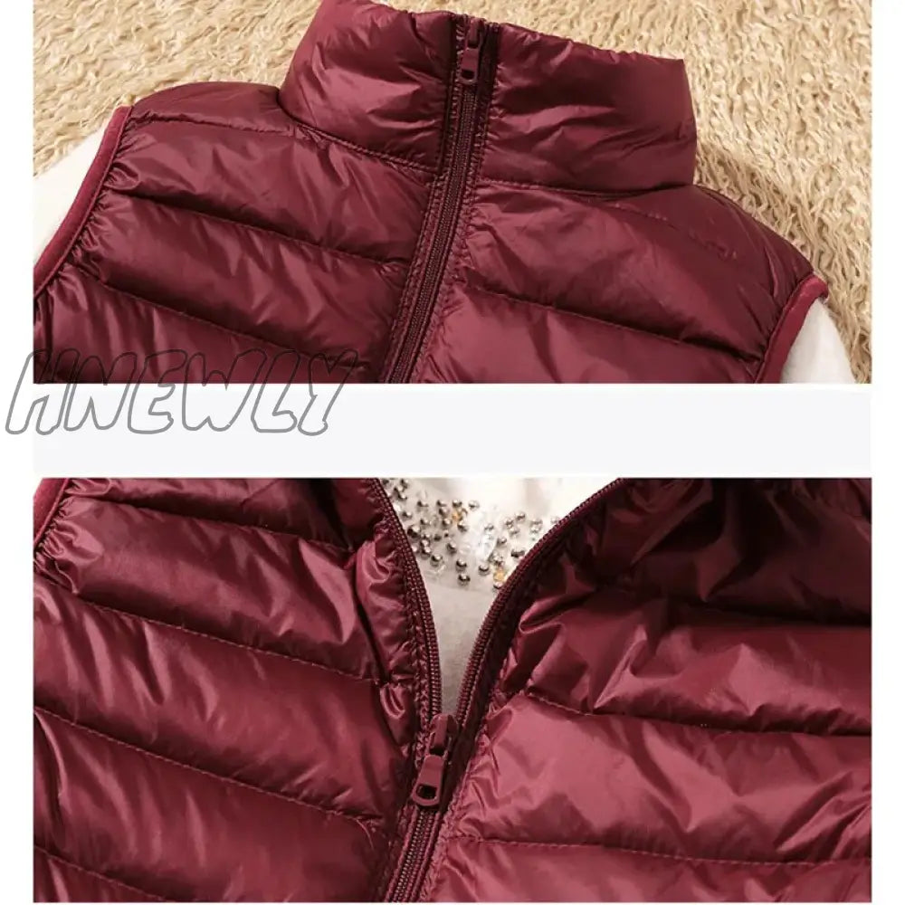 Hnewly New Women Sleeveless Women’s Ultra Light Down Vests Slim Jacket Girl Gilet Plus