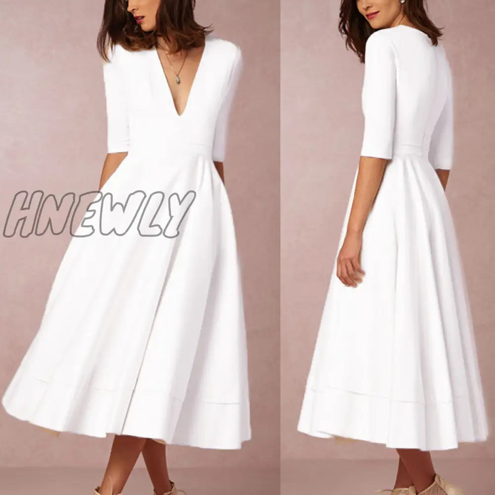 Hnewly New Year Chrismas White Dresses For Female Clothes Summer Sexy Backless Women Dress Party