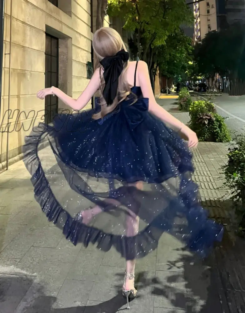 Hnewly North Star Light Dress Sky Blue Skirt Sparkling Cos Lolita Evening Princess Vintage Slightly