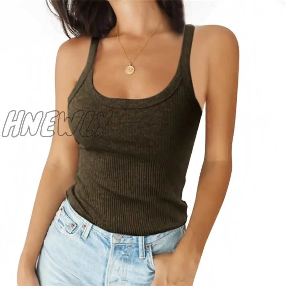 Hnewly O Neck Summer Knit Top Sleeveless Women Sexy Basic T Shirt White Off Shoulder Ribbed Black