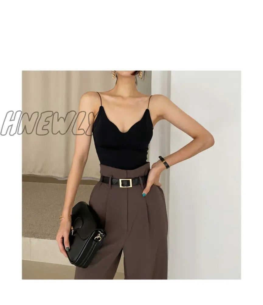 Hnewly Office Lady Blazer Suits Vintage Two Piece Set Women Long Sleeve Short + High Waist Wide Leg