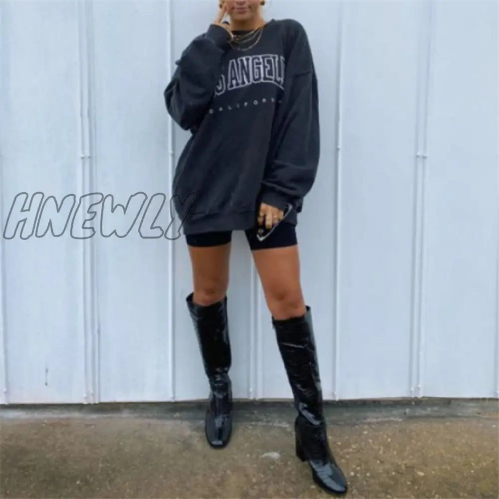 Hnewly Oversized Sweatshirt Women Crewneck Pullover Spring Long Sleeve Letter Clothes For Casual