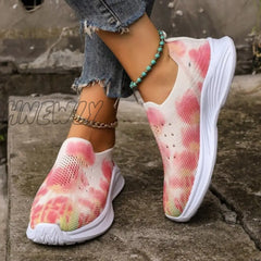 Hnewly - Pink Casual Sportswear Daily Patchwork Tie-Dye Round Mesh Breathable Comfortable Out Door
