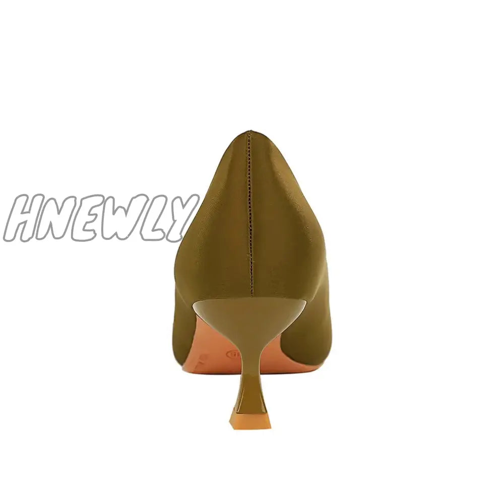 Hnewly Plus Size 34-43 Fashion Women 5.5Cm High Heels Quality Pumps Lady Silk Medium Low Fetish