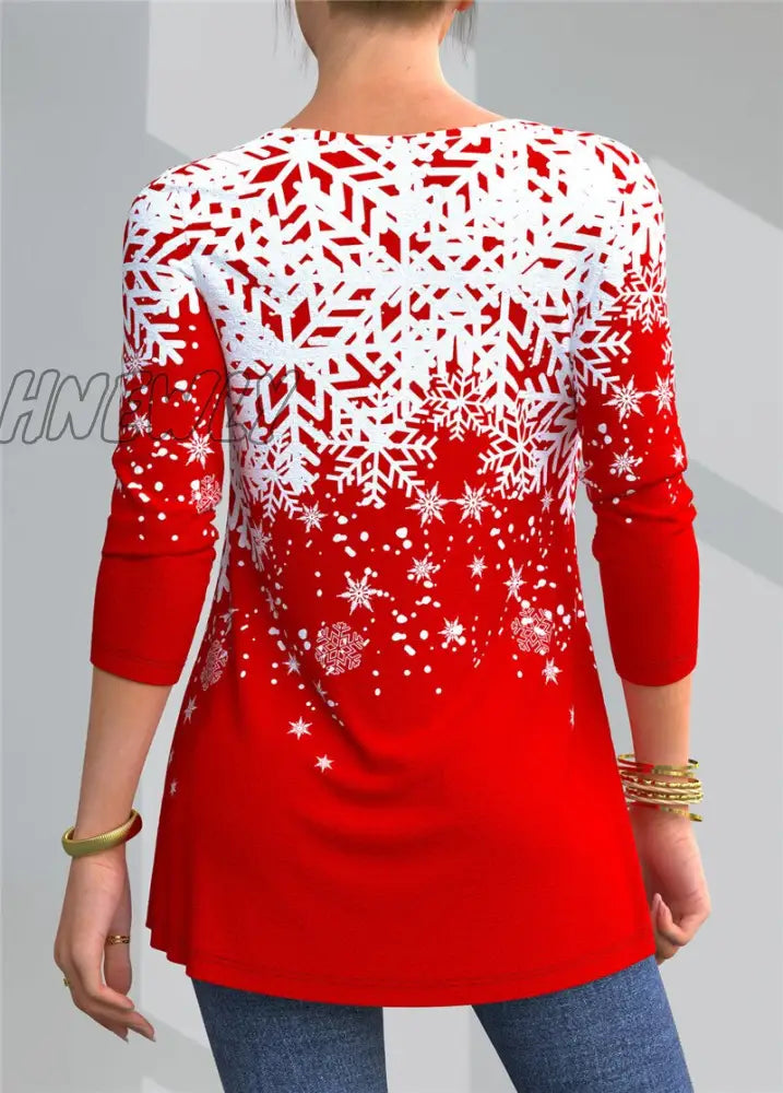 Hnewly Plus Size 4Xl 5Xl T-Shirt Female Spring New Tops V-Neck Half Sleeve Lace Splice Print Boho