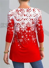Hnewly Plus Size 4Xl 5Xl T-Shirt Female Spring New Tops V-Neck Half Sleeve Lace Splice Print Boho