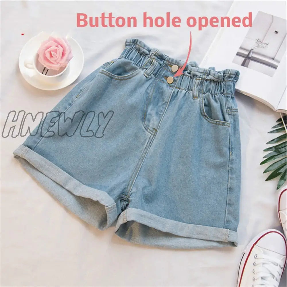 Hnewly Plus Size Summer Black Women’s Denim Shorts Large 5Xl Harem Ruffle White High Waisted