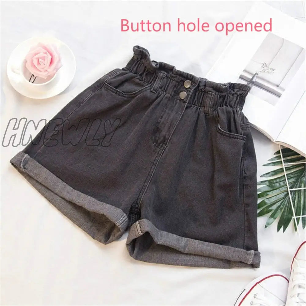 Hnewly Plus Size Summer Black Women’s Denim Shorts Large 5Xl Harem Ruffle White High Waisted