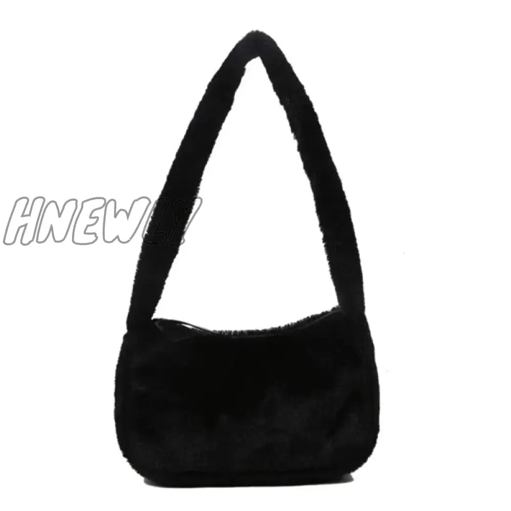 Hnewly Plush Shoulder Bags For Femme Luxury Designer Soft Winter Ladies Clutch Purse Handbag Cute