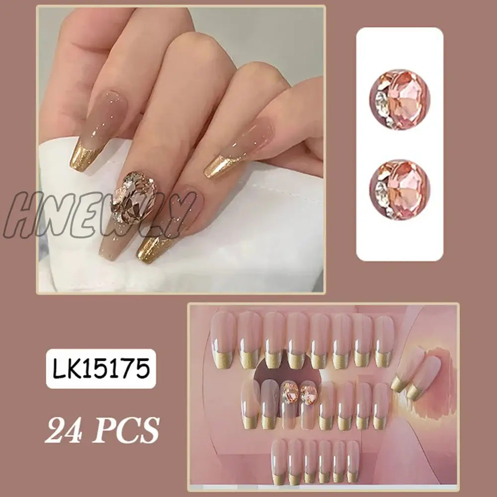 Hnewly Press On Nails Heart 24Pcs Pink Bow False Nail Girls Sweet Style Save Time Medium Coffin
