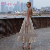 Hnewly Prom Dresses Glitter Sequin Lace Sweetheart A - Line Short Gowns Open Back Sleeveless Tea -