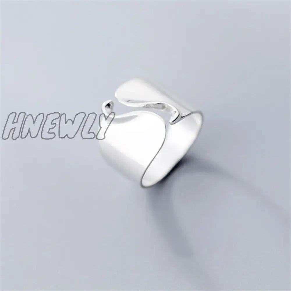 Hnewly Punk Geometric Irregular Liquid Lava Waterdrop Shaped Open Rings For Women Vintage Silver