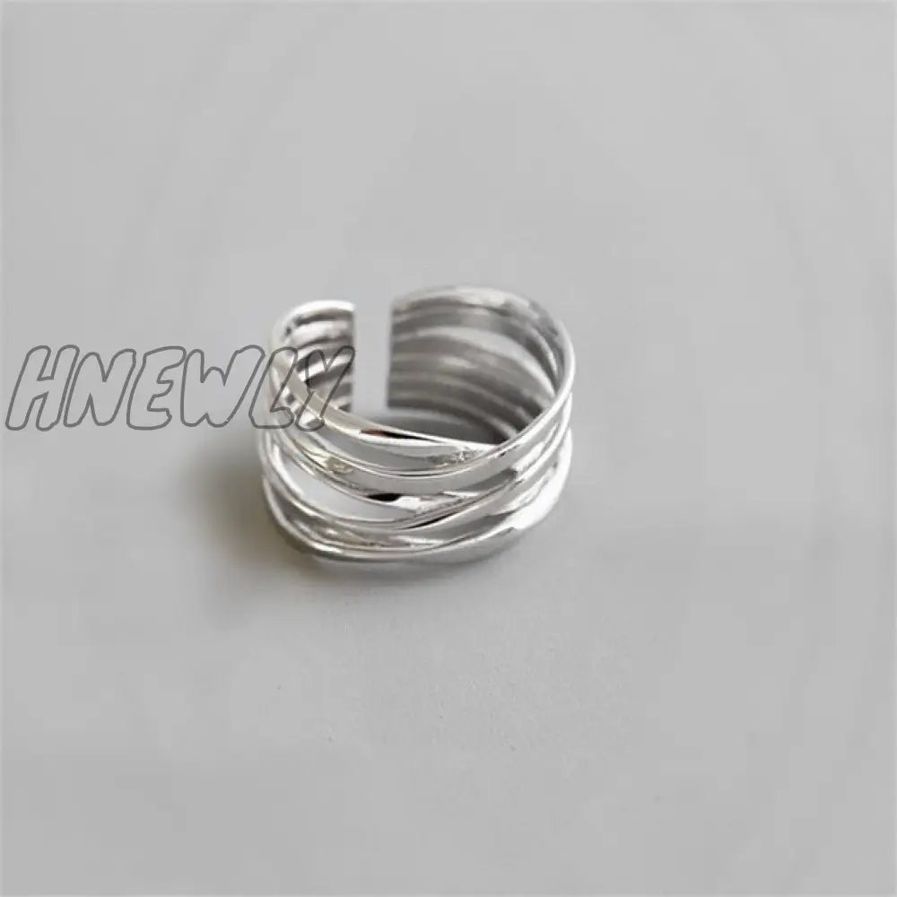 Hnewly Punk Geometric Irregular Liquid Lava Waterdrop Shaped Open Rings For Women Vintage Silver