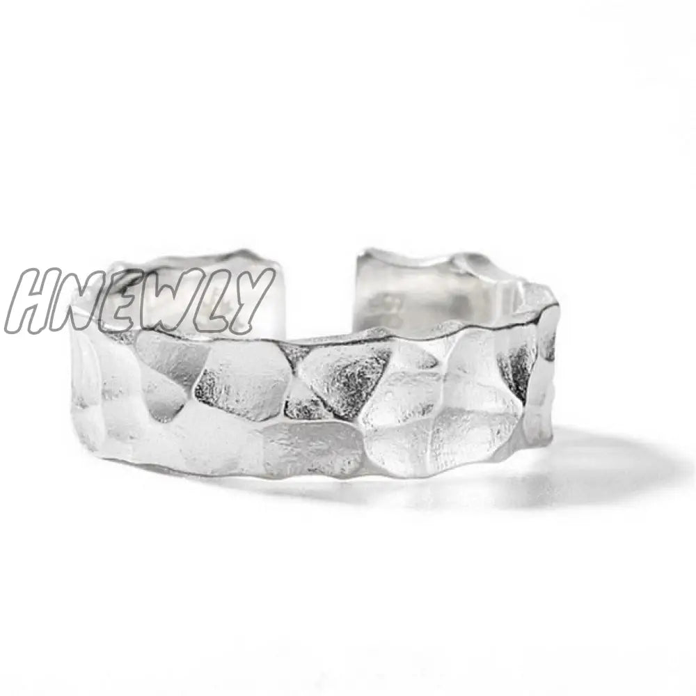 Hnewly Punk Geometric Irregular Liquid Lava Waterdrop Shaped Open Rings For Women Vintage Silver