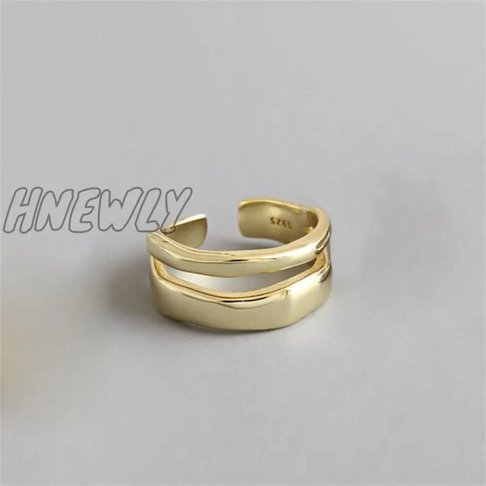 Hnewly Punk Geometric Irregular Liquid Lava Waterdrop Shaped Open Rings For Women Vintage Silver