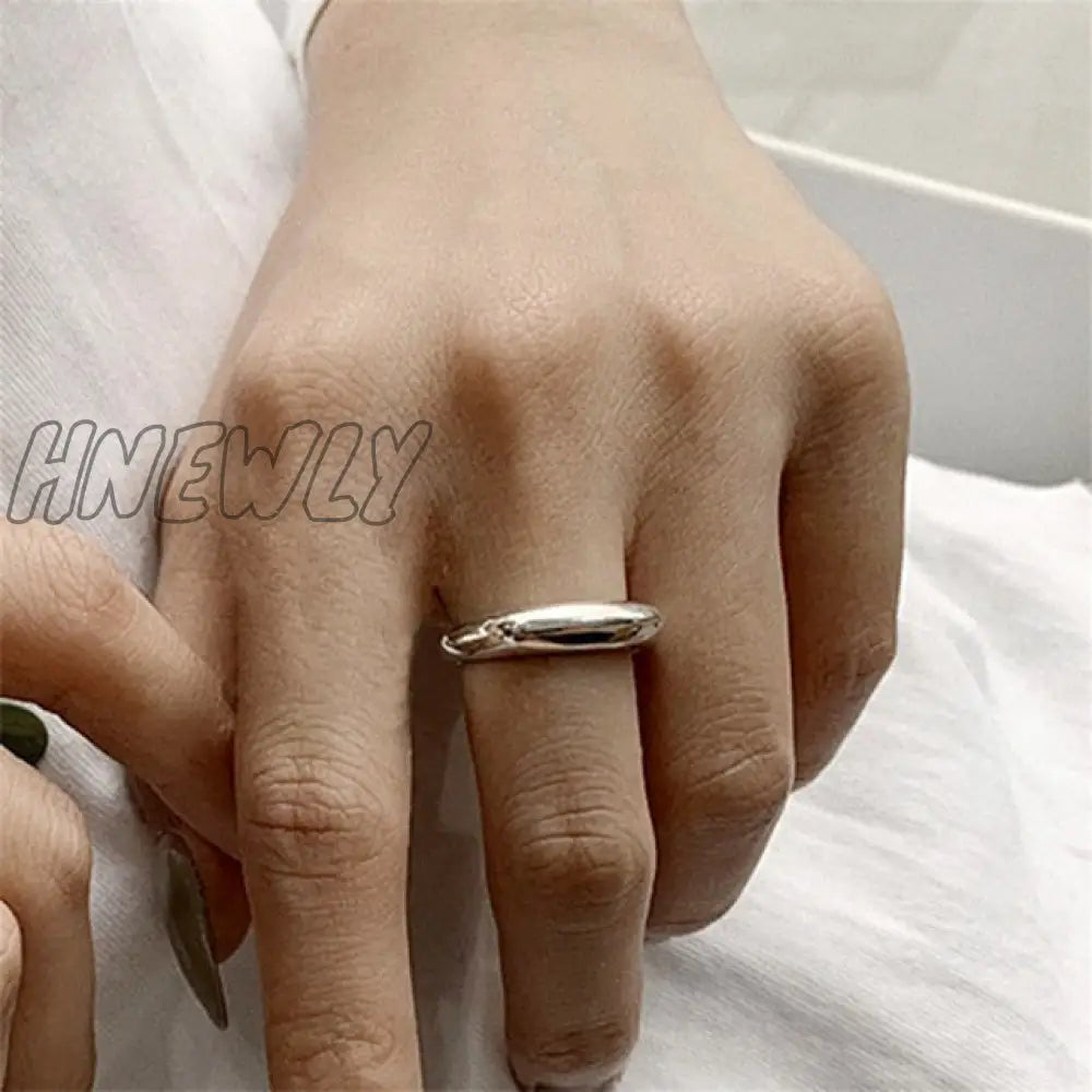 Hnewly Punk Geometric Irregular Liquid Lava Waterdrop Shaped Open Rings For Women Vintage Silver