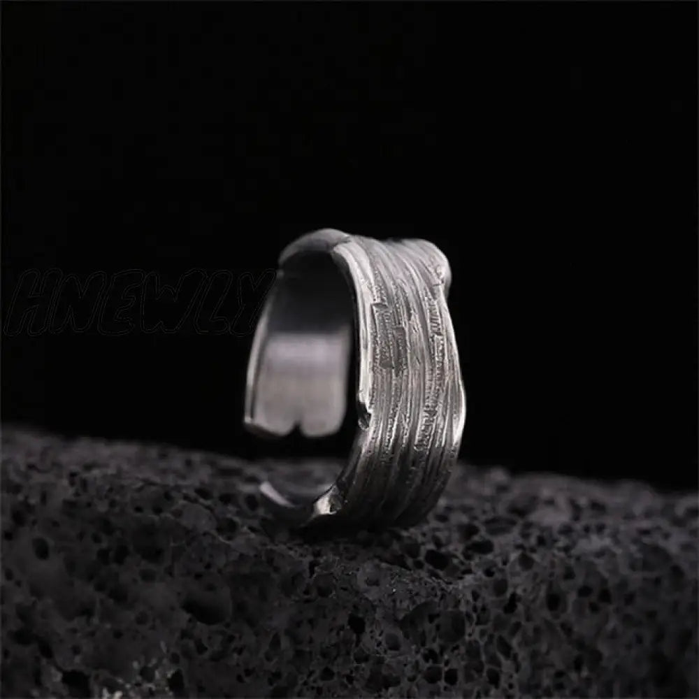 Hnewly Punk Geometric Irregular Liquid Lava Waterdrop Shaped Open Rings For Women Vintage Silver