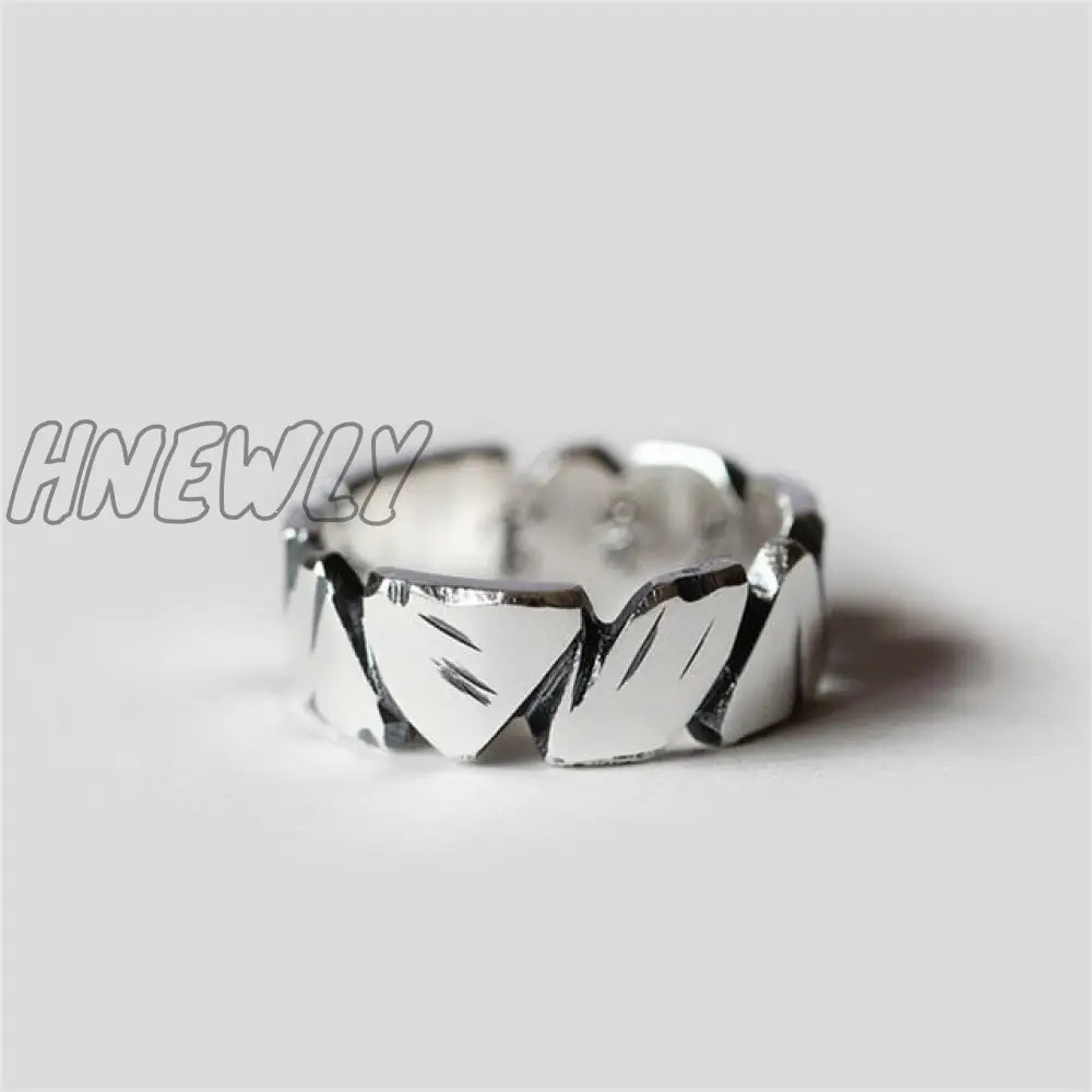Hnewly Punk Geometric Irregular Liquid Lava Waterdrop Shaped Open Rings For Women Vintage Silver