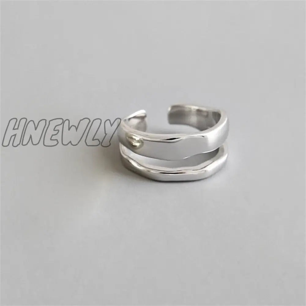 Hnewly Punk Geometric Irregular Liquid Lava Waterdrop Shaped Open Rings For Women Vintage Silver