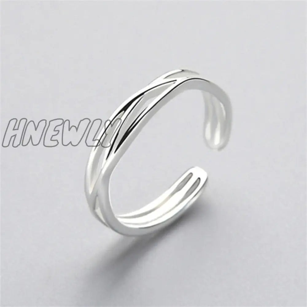 Hnewly Punk Geometric Irregular Liquid Lava Waterdrop Shaped Open Rings For Women Vintage Silver