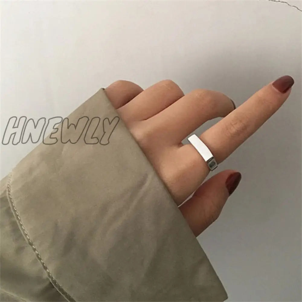 Hnewly Punk Geometric Irregular Liquid Lava Waterdrop Shaped Open Rings For Women Vintage Silver