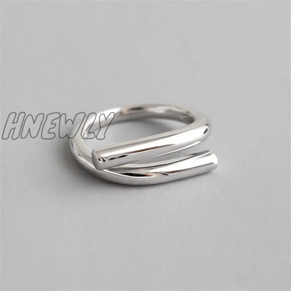 Hnewly Punk Geometric Irregular Liquid Lava Waterdrop Shaped Open Rings For Women Vintage Silver
