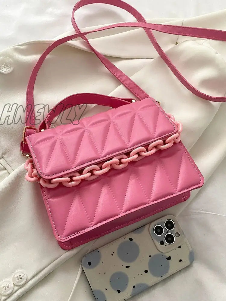 Hnewly - Quilted Chain Flap Square Bag Women Satchels Women-Satchels