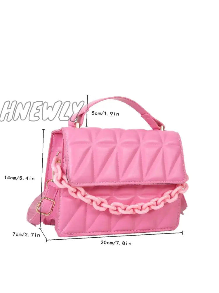 Hnewly - Quilted Chain Flap Square Bag Women Satchels Women-Satchels