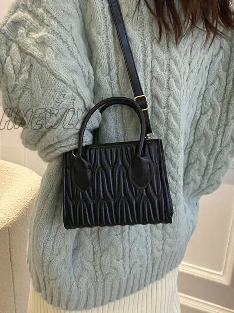 Hnewly - Quilted Double Handle Square Bag Women Satchels Women-Satchels