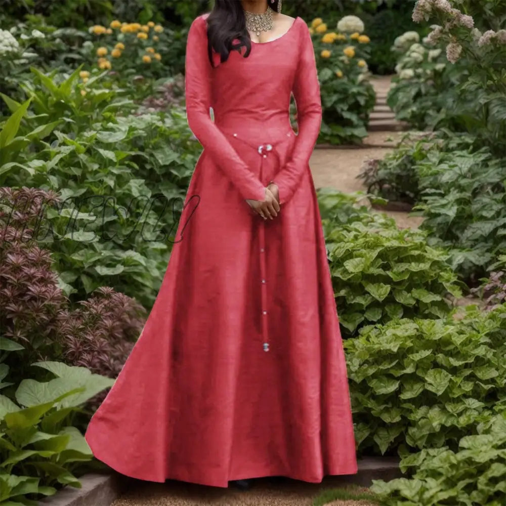 Hnewly Renaissance Full Sleeve Dress Victorian Medieval Costume Women Halloween Cosplay Palace