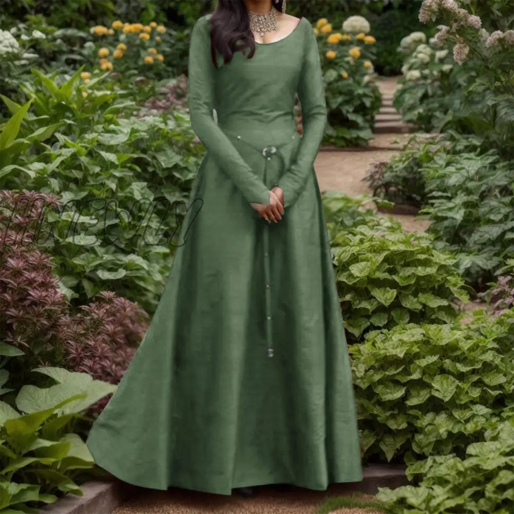 Hnewly Renaissance Full Sleeve Dress Victorian Medieval Costume Women Halloween Cosplay Palace