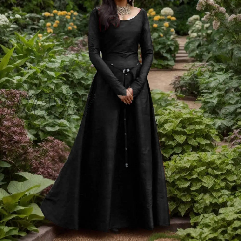 Hnewly Renaissance Full Sleeve Dress Victorian Medieval Costume Women Halloween Cosplay Palace