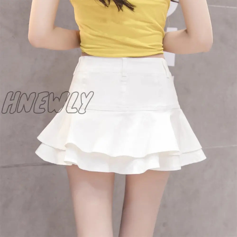 Hnewly Retro Denim Shorts Skirt Women Summer Streetwear Ladies Short Skirts Jeans Casual All Match