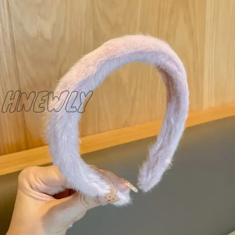 Hnewly Retro Winter Imitation Mink Fur Faux Hairbands Women Girls Plush Widen Thicken Soft Hair