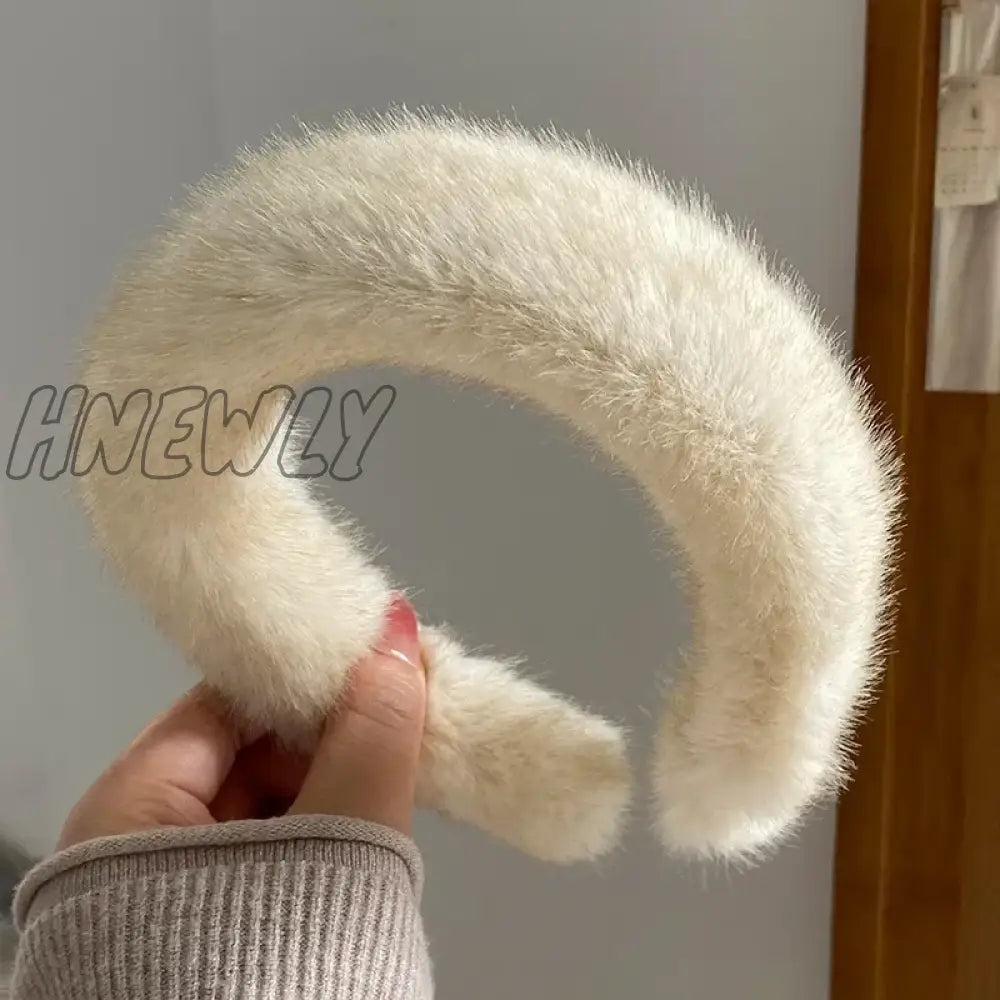 Hnewly Retro Winter Imitation Mink Fur Faux Hairbands Women Girls Plush Widen Thicken Soft Hair