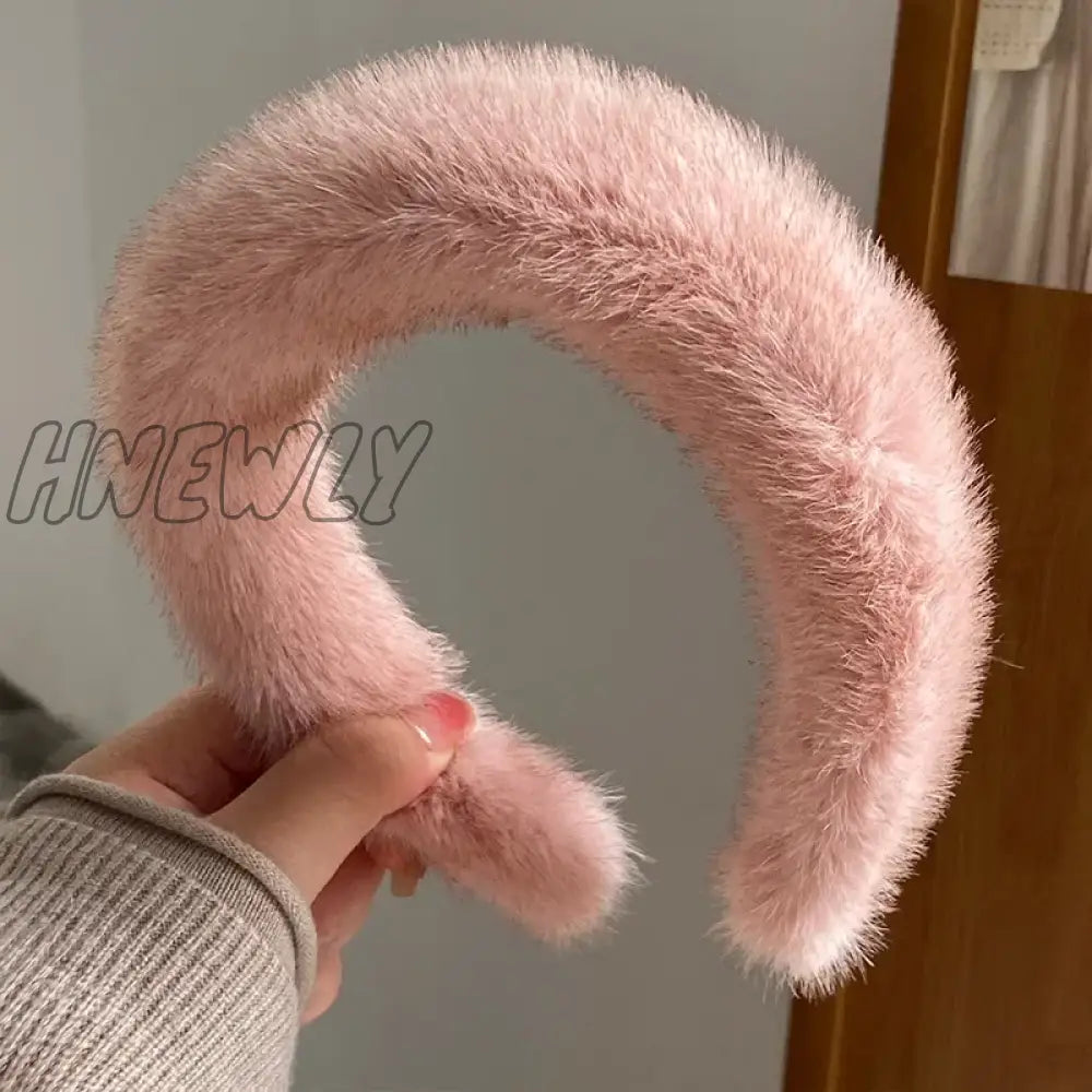 Hnewly Retro Winter Imitation Mink Fur Faux Hairbands Women Girls Plush Widen Thicken Soft Hair