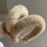Hnewly Retro Winter Imitation Mink Fur Faux Hairbands Women Girls Plush Widen Thicken Soft Hair