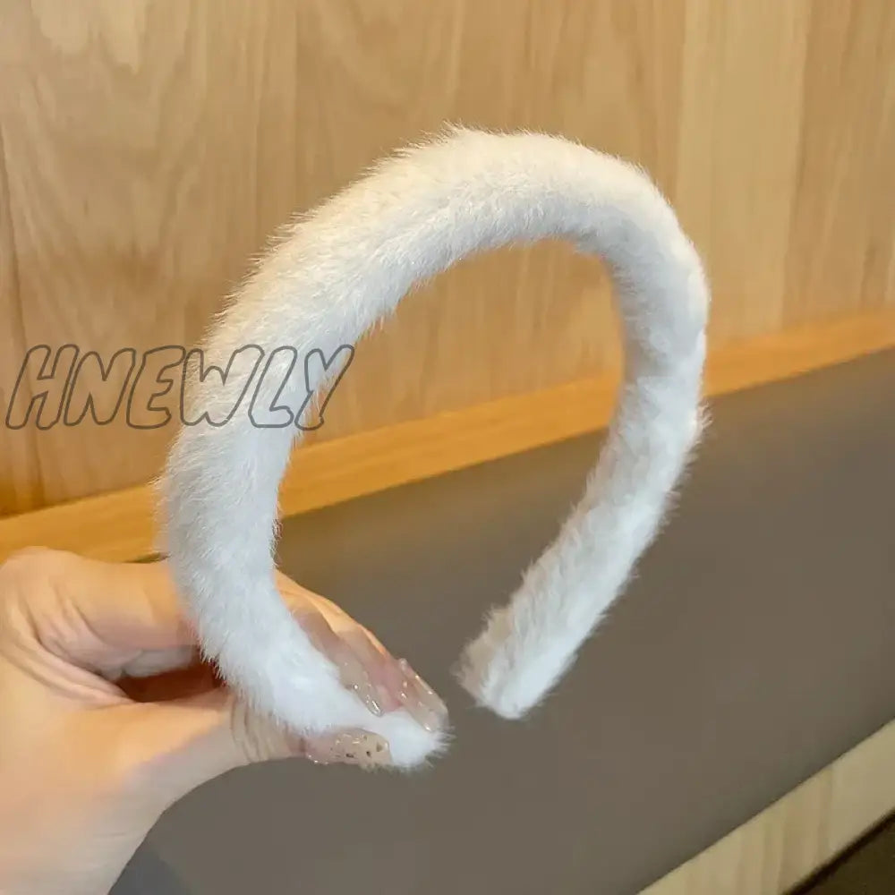 Hnewly Retro Winter Imitation Mink Fur Faux Hairbands Women Girls Plush Widen Thicken Soft Hair