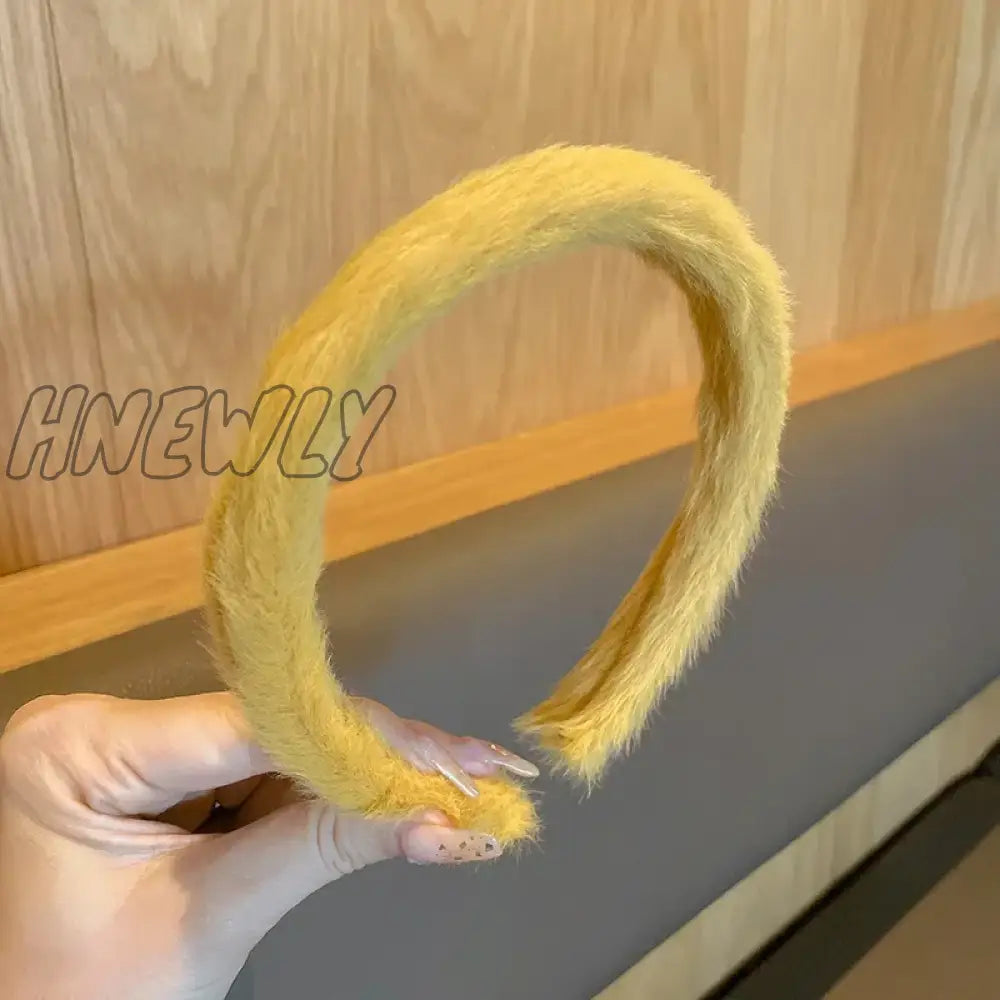 Hnewly Retro Winter Imitation Mink Fur Faux Hairbands Women Girls Plush Widen Thicken Soft Hair
