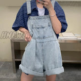 Hnewly Rompers Women Summer Cozy Retro Sleeveless Denim Suspender With Pockets Buttons Korean Style