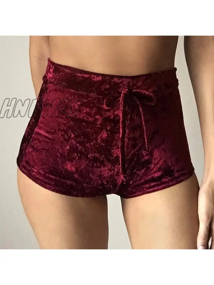 Hnewly S-Xl Women Velvet Drawstring Shorts Casual High Waist Winter Sexy Skinny Booty Feminino