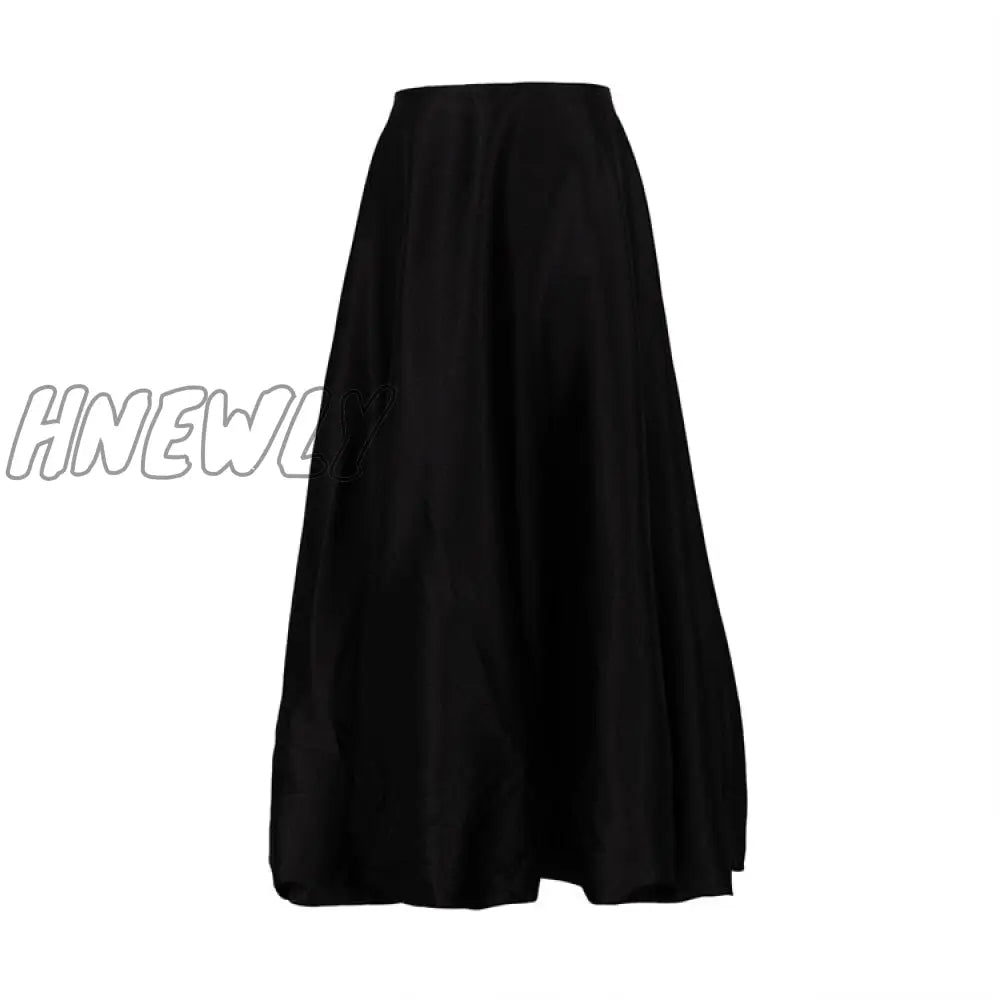 Hnewly Satin Balloon Skirt Long Women Vintage Elegant Fashion High Waist A-Line Office Lady Loose