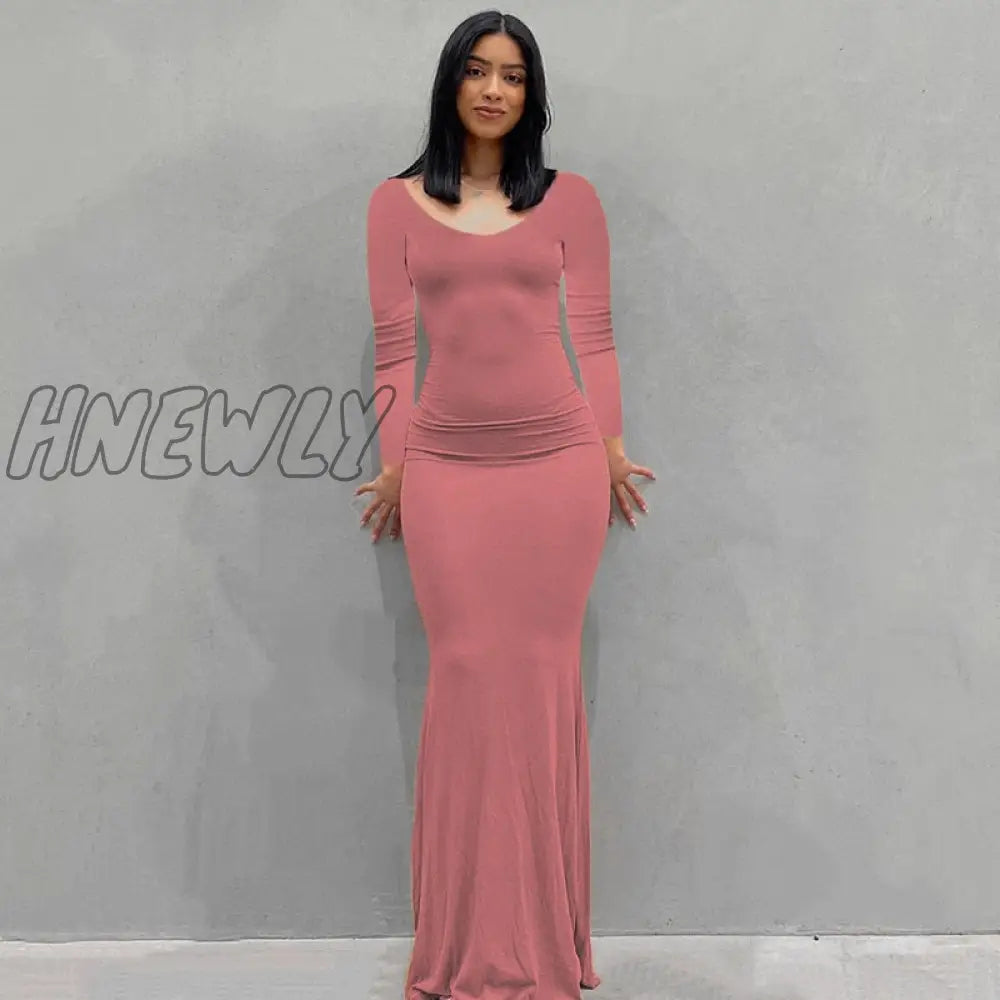 Hnewly Satin Slip Sleeveless Backless Maxi Dress Women Y2K Summer Bodycon Elegant Sexy Outfits