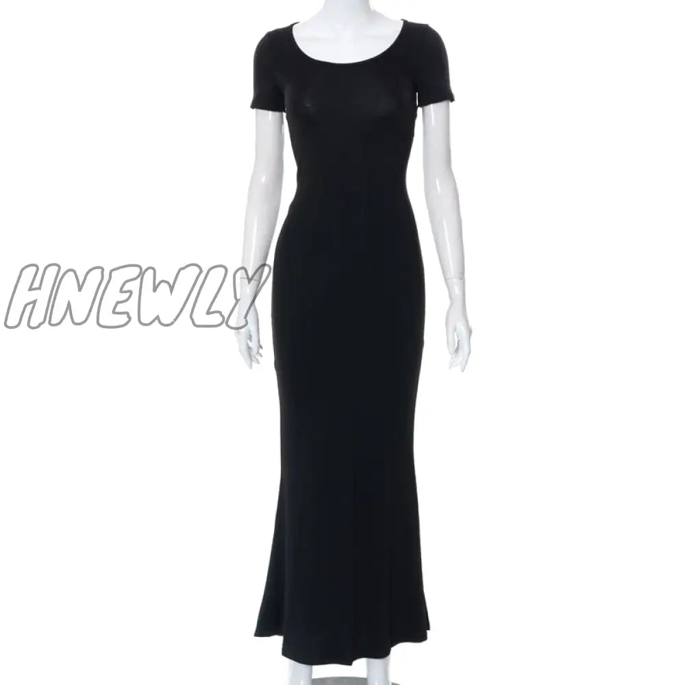 Hnewly Satin Slip Sleeveless Backless Maxi Dress Women Y2K Summer Bodycon Elegant Sexy Outfits