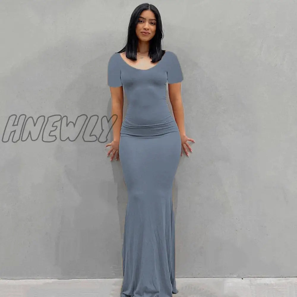 Hnewly Satin Slip Sleeveless Backless Maxi Dress Women Y2K Summer Bodycon Elegant Sexy Outfits